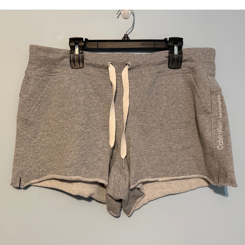 Calvin Klein Performance XXL Gray French Terry Raw Hem Athletic Shorts 1912